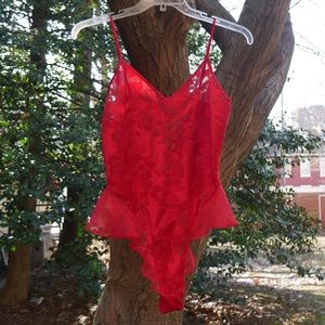 Vintage Gold Tag Victoria’s Secret Red Bodysuit